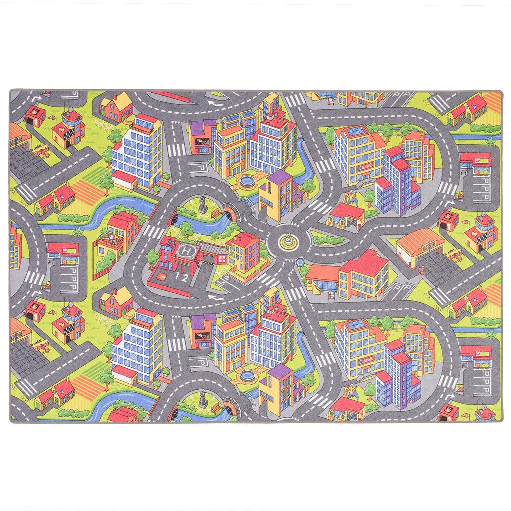 Snapstyle Kinder Spiel Teppich Little Town 3D Grau in 24 Größen