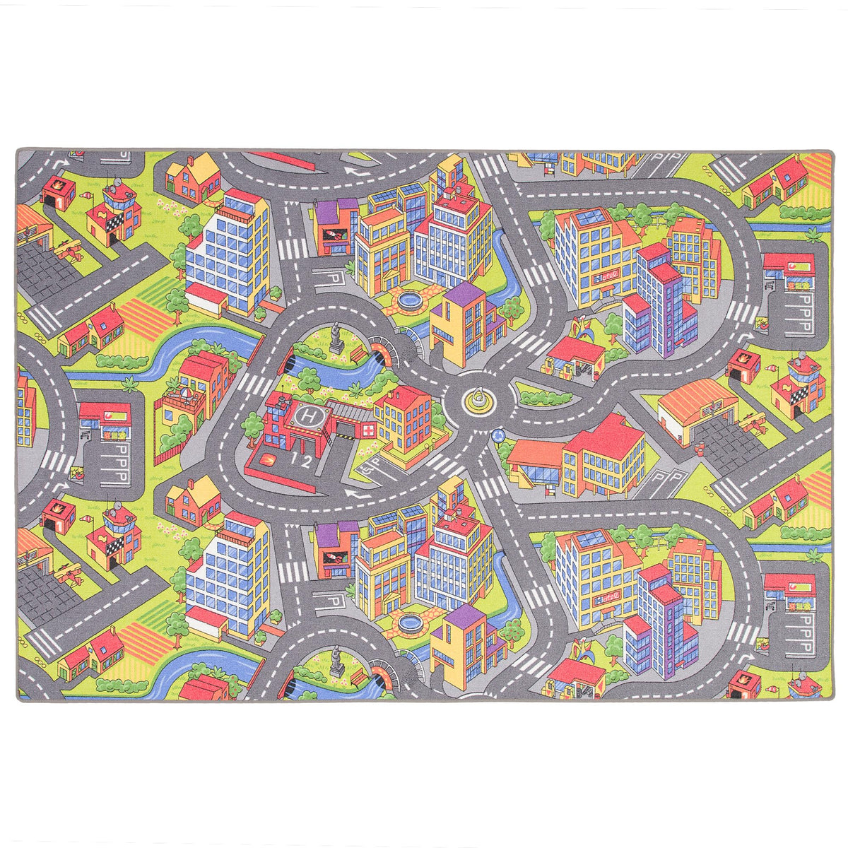 Snapstyle Kinder Spiel Teppich Little Town 3D Grau in 24 Größen