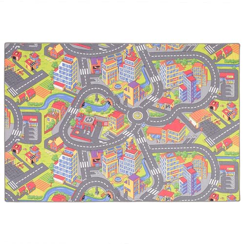 Snapstyle Kinder Spiel Teppich Little Town 3D Grau in 24 Größen