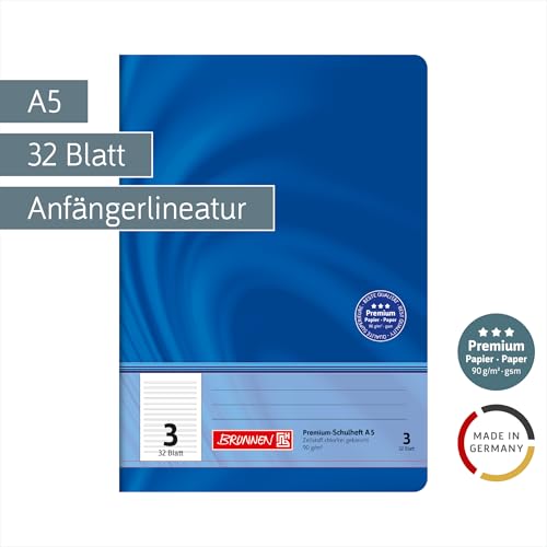 Brunnen 104550302 Premium-Schulheft DIN A5, 32 Blatt, Doppelheft