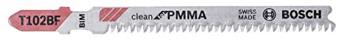 Bosch 3x Stichsägeblatt T 102 BF Clean for PMMA (für Plexyglas- & Acrylplatten, Professional Zubehör Stichsäge)
