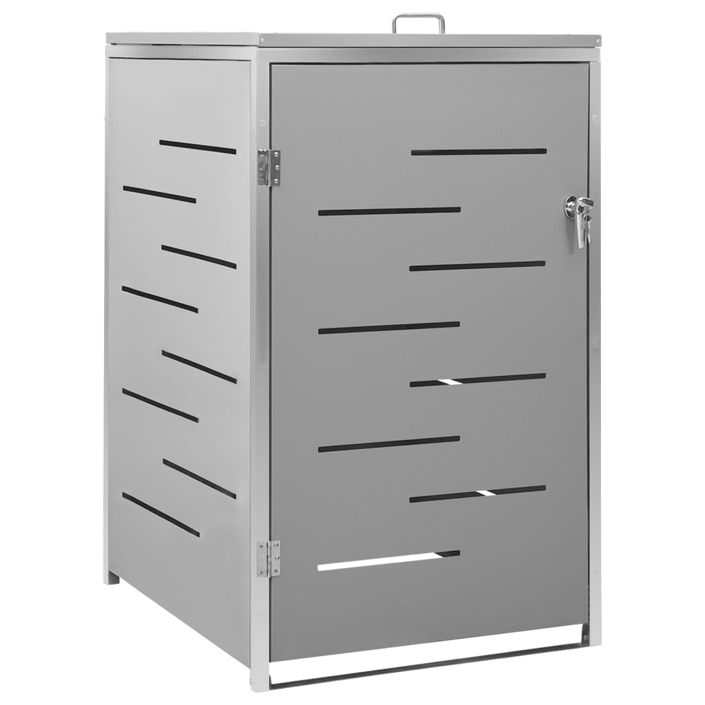 vidaXL Mülltonnenbox für 1 Tonne Abschließbar Rostfrei Müllbox Mülltonne Mülltonnenverkleidung Müllcontainer Gartenbox 69x77,5x115cm Edelstahl