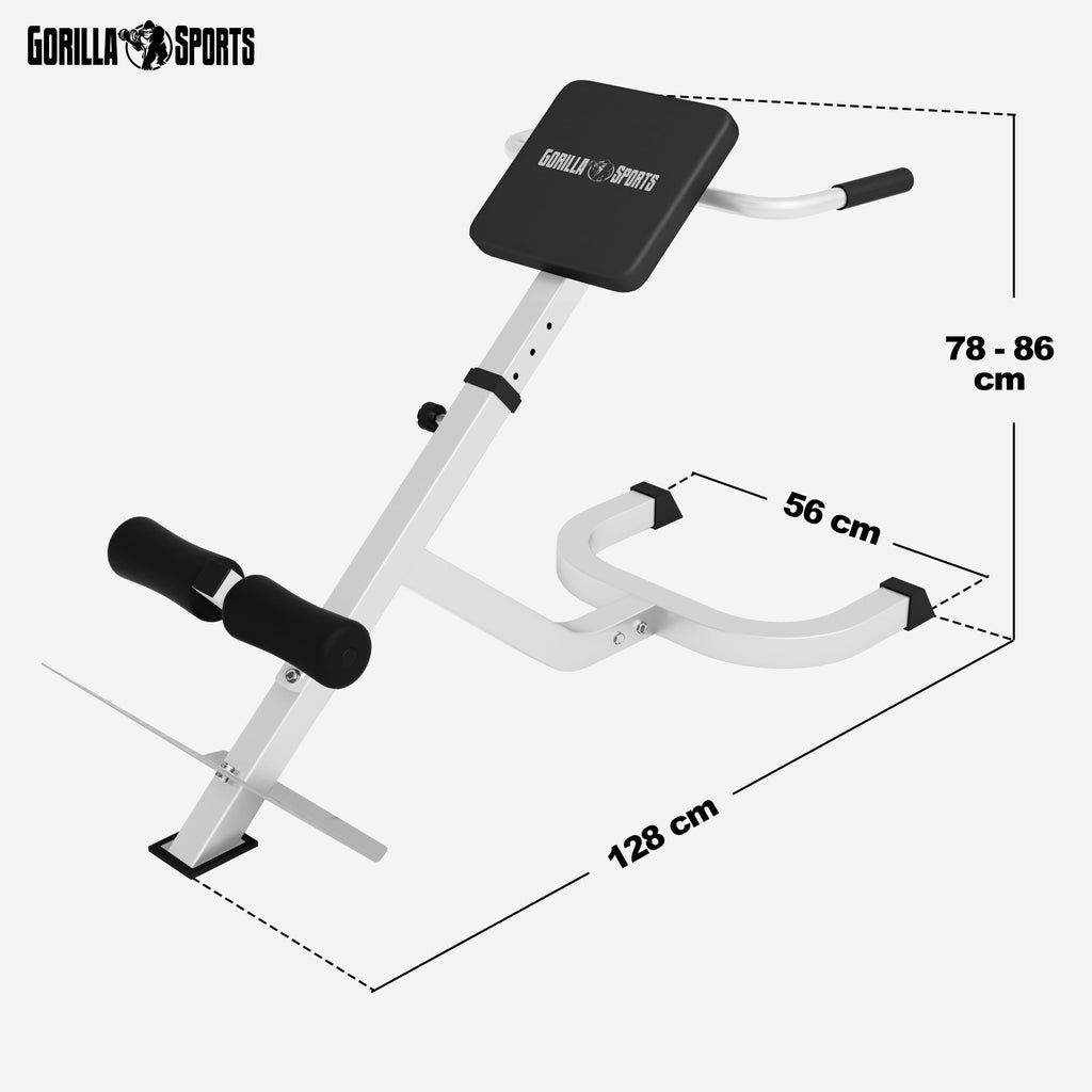 GORILLA SPORTS® Rückentrainer, 5-fach verstellbar, bis 120 kg,Schwarz/Weiß