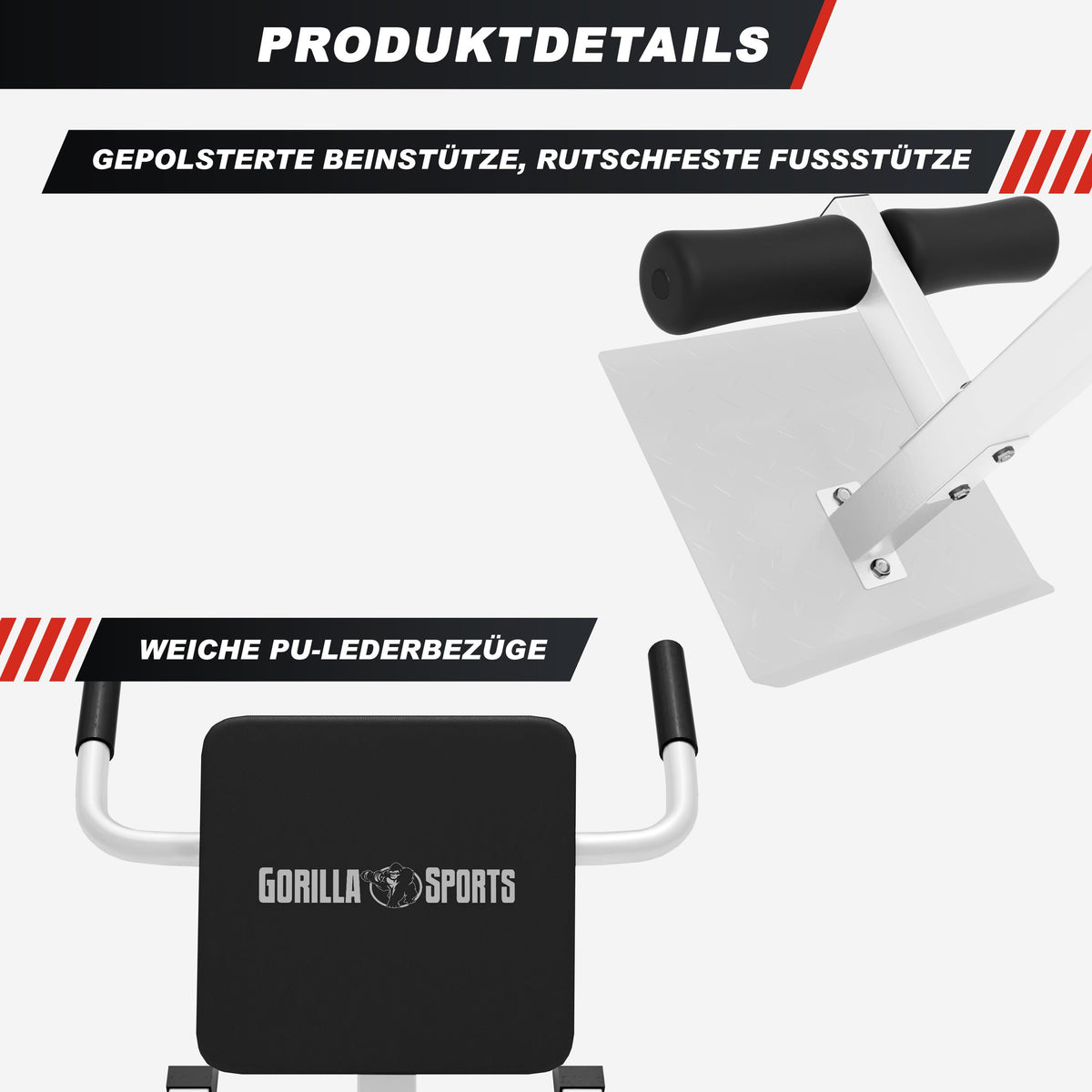 GORILLA SPORTS® Rückentrainer, 5-fach verstellbar, bis 120 kg,Schwarz/Weiß