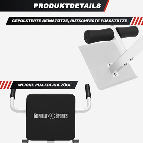 GORILLA SPORTS® Rückentrainer, 5-fach verstellbar, bis 120 kg,Schwarz/Weiß