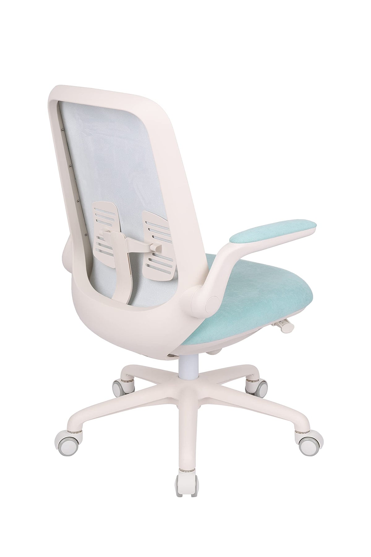 Bürostuhl Easy White Mint, Ergonomische Rückenlehne, Verstellbare Armlehnen, Klappschreibtisch, Zuhause, Büro, Home Office
