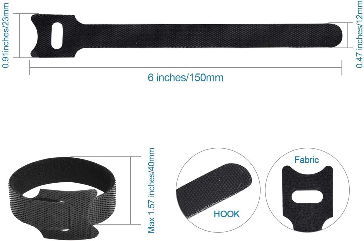 Redreo 60PCS kabelbinder klettband Wiederverwendbare Klett Kabelbinder