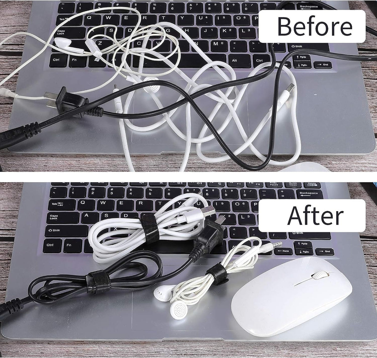 Redreo 60PCS kabelbinder klettband Wiederverwendbare Klett Kabelbinder