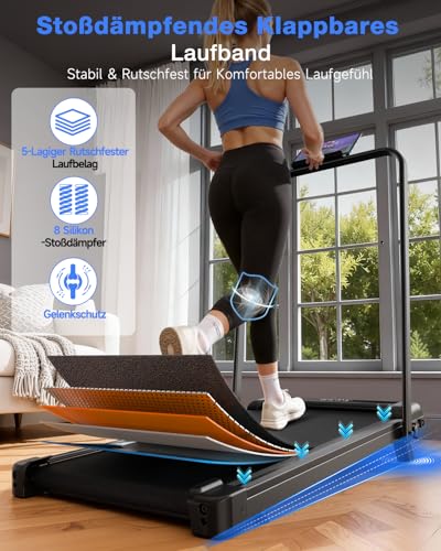 HomeFitnessCode Laufband Walking Pad Klappbar mit Neigung für Zuhause