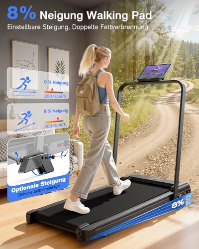 HomeFitnessCode Laufband Walking Pad Klappbar mit Neigung für Zuhause