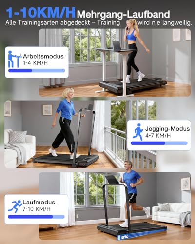 HomeFitnessCode Laufband Walking Pad Klappbar mit Neigung für Zuhause
