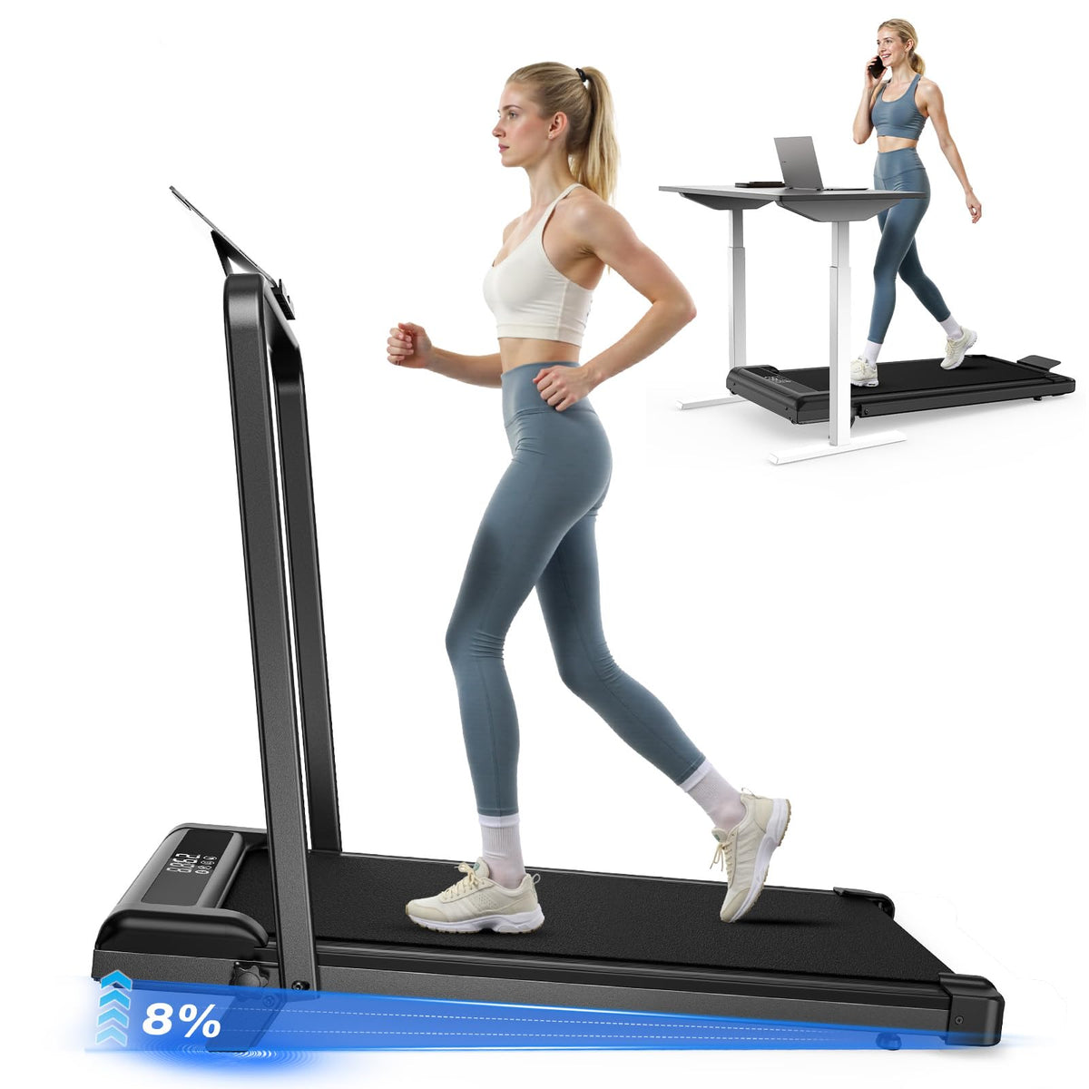 HomeFitnessCode Laufband Walking Pad Klappbar mit Neigung für Zuhause