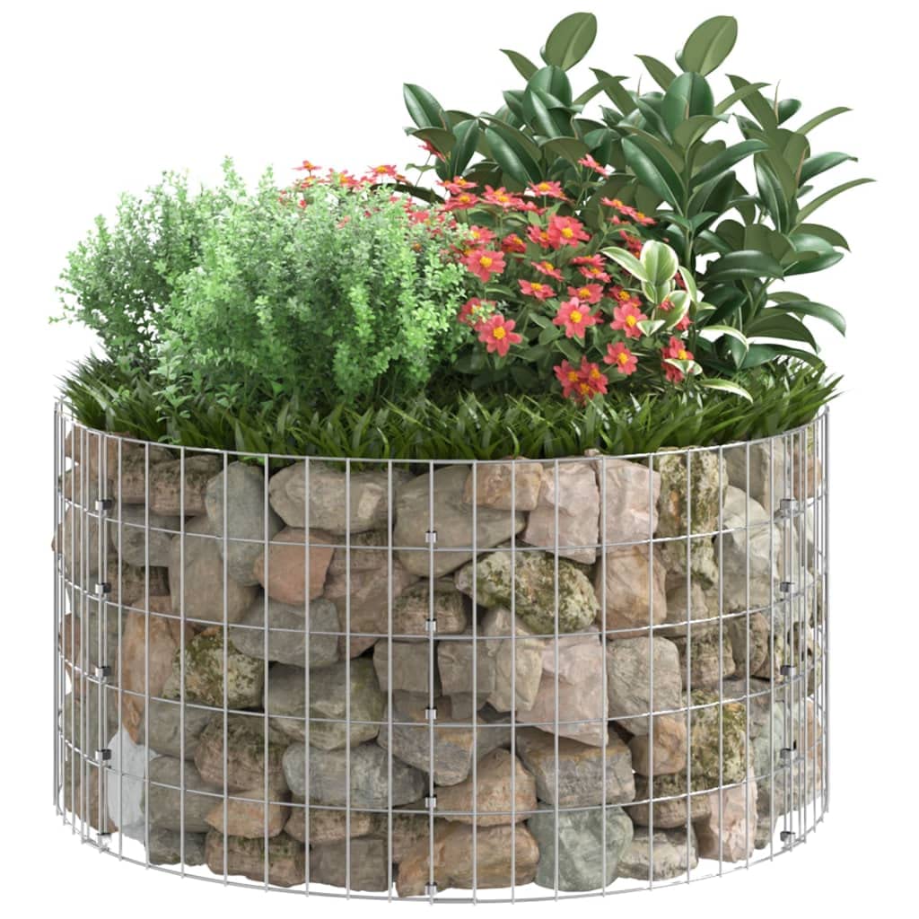 vidaXL Gabionen-Säule Säulengabione Steinkorb Gabione Drahtkorb Gabionensäule Gabionen Säulen Gabionenkorb Rund Verzinkter Stahl Ø100x50cm