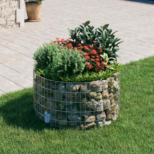 vidaXL Gabionen-Säule Säulengabione Steinkorb Gabione Drahtkorb Gabionensäule Gabionen Säulen Gabionenkorb Rund Verzinkter Stahl Ø100x50cm