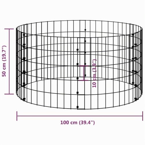 vidaXL Gabionen-Säule Säulengabione Steinkorb Gabione Drahtkorb Gabionensäule Gabionen Säulen Gabionenkorb Rund Verzinkter Stahl Ø100x50cm
