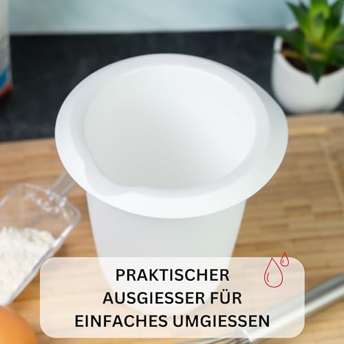 Westmark Quirltopf mit zweigeteiltem Deckel, 1 l, Mit Ausgießer, Kunststoff, Weiß/Rot, 3151227R