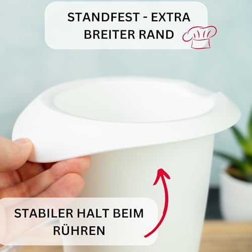 Westmark Quirltopf mit zweigeteiltem Deckel, 1 l, Mit Ausgießer, Kunststoff, Weiß/Rot, 3151227R