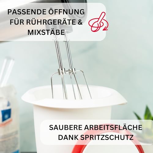 Westmark Quirltopf mit zweigeteiltem Deckel, 1 l, Mit Ausgießer, Kunststoff, Weiß/Rot, 3151227R
