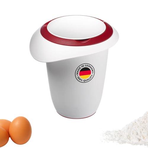 Westmark Quirltopf mit zweigeteiltem Deckel, 1 l, Mit Ausgießer, Kunststoff, Weiß/Rot, 3151227R