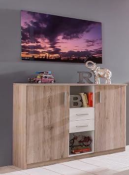möbelando Highboard >Joker< (B/H/T: 122x105x41 cm) in San Remo-Eiche-Nachbildung