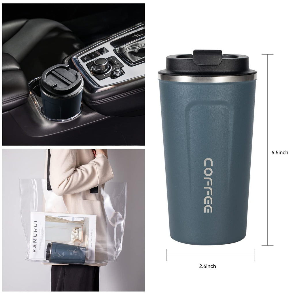 Thermobecher 510ml Kaffeebecher to go Termokaffeebecher Auslaufsicher Edelstahl Thermo Becher mit Deckel Isolierbecher für Eiskaffee/Heißen Kaffee