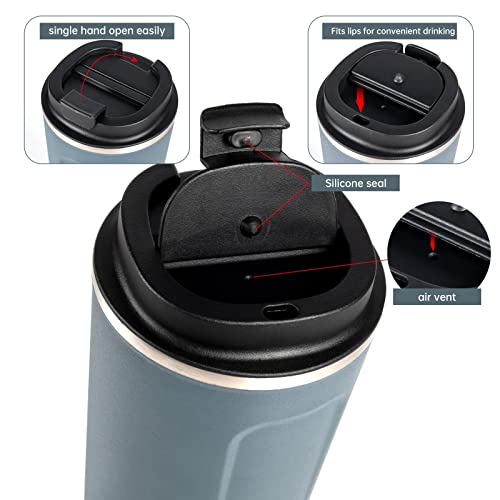 Thermobecher 510ml Kaffeebecher to go Termokaffeebecher Auslaufsicher Edelstahl Thermo Becher mit Deckel Isolierbecher für Eiskaffee/Heißen Kaffee