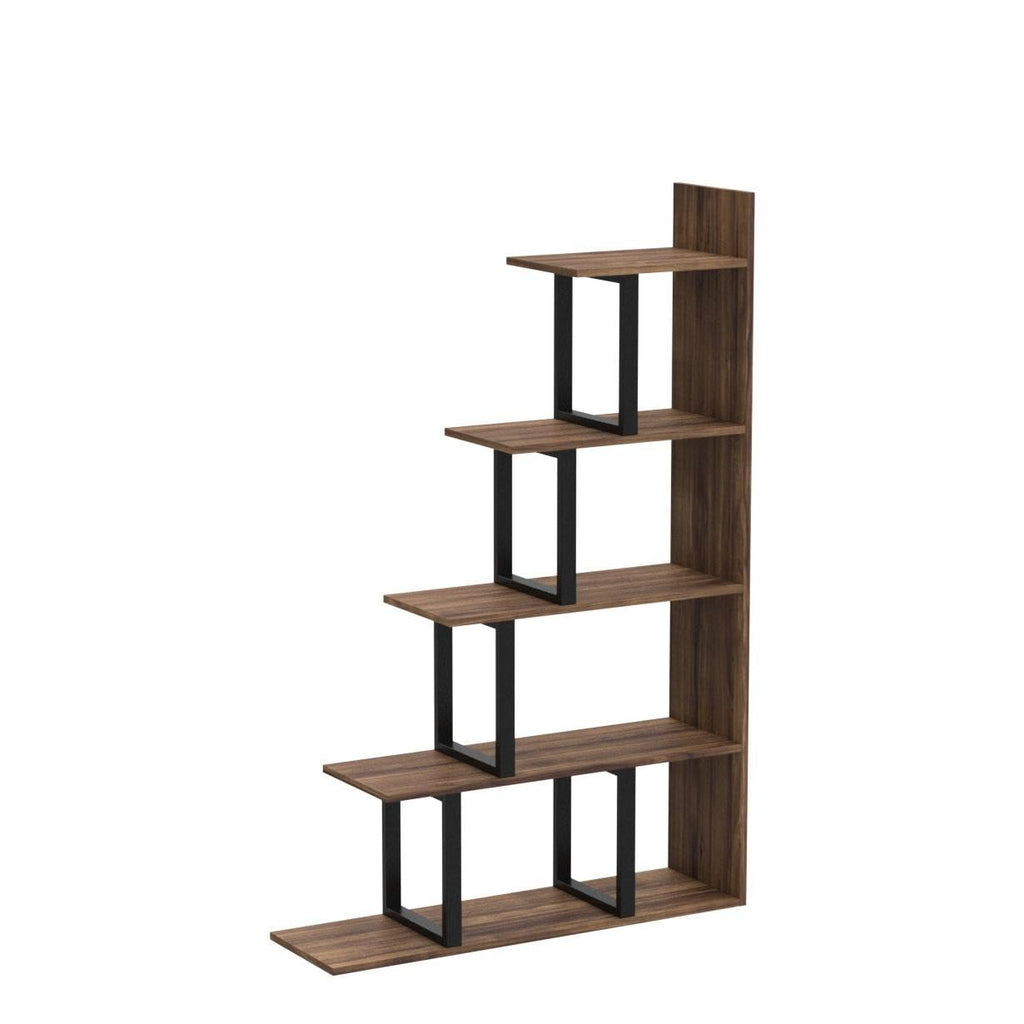 YITAHOME Bücherregal mit 5 Regalen, L-Form, freistehende Leiter, Eck-Bücherregal, moderner minimalistischer Stil, Mehrzweck-Aufbewahrungsregal für Wohnzimmer, Schlafzimmer, Flur, Büro, Schwarz