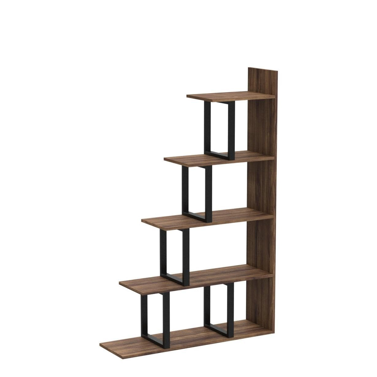 YITAHOME Bücherregal mit 5 Regalen, L-Form, freistehende Leiter, Eck-Bücherregal, moderner minimalistischer Stil, Mehrzweck-Aufbewahrungsregal für Wohnzimmer, Schlafzimmer, Flur, Büro, Schwarz