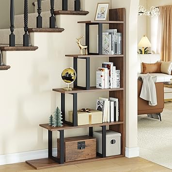 YITAHOME Bücherregal mit 5 Regalen, L-Form, freistehende Leiter, Eck-Bücherregal, moderner minimalistischer Stil, Mehrzweck-Aufbewahrungsregal für Wohnzimmer, Schlafzimmer, Flur, Büro, Schwarz