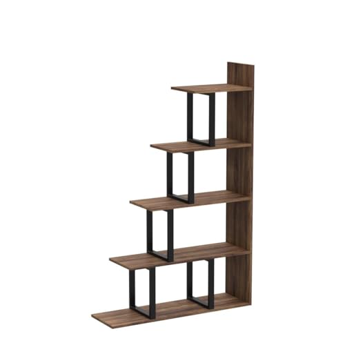 YITAHOME Bücherregal mit 5 Regalen, L-Form, freistehende Leiter, Eck-Bücherregal, moderner minimalistischer Stil, Mehrzweck-Aufbewahrungsregal für Wohnzimmer, Schlafzimmer, Flur, Büro, Schwarz