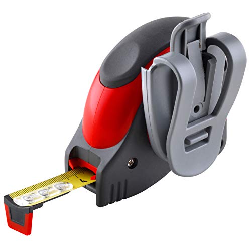 SOLA BIG T - Bandmaß 5m / 19mm - extrem robustes Profi-Rollbandmaß mit Gürtelclip - Stahlband, gelb lackiert mit mm Skala - Genauigkeitsklasse I - Rollmeter mit rutschfestem Endhaken - Länge 5m/19mm