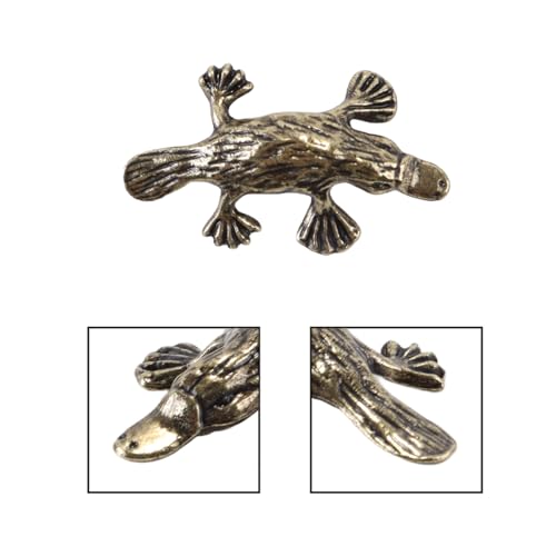Riven 2Pcs Vintage solide Messing Schnabeltier Figur - Tier Ornament für Bücherregal Schreibtisch Tee Haustier Briefbeschwerer Home Decor