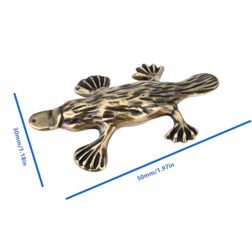 Riven 2Pcs Vintage solide Messing Schnabeltier Figur - Tier Ornament für Bücherregal Schreibtisch Tee Haustier Briefbeschwerer Home Decor