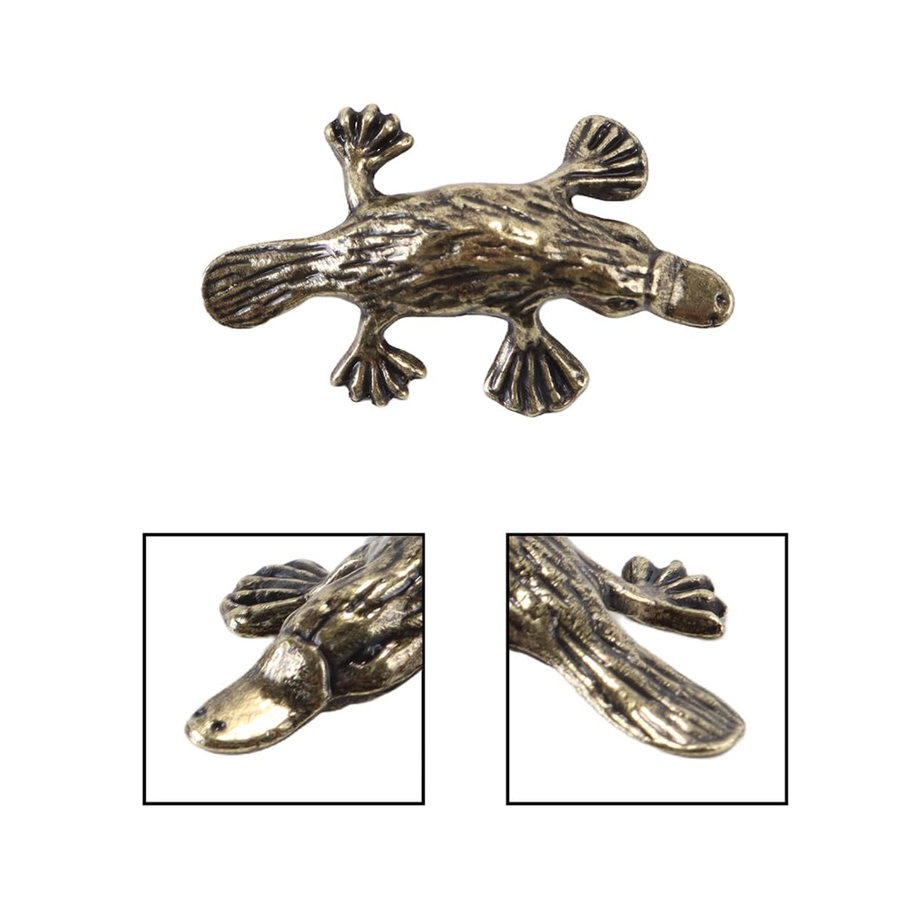 Riven 2Pcs Vintage solide Messing Schnabeltier Figur - Tier Ornament für Bücherregal Schreibtisch Tee Haustier Briefbeschwerer Home Decor