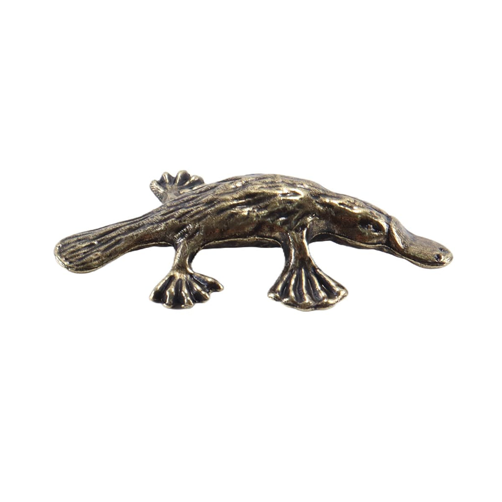 Riven 2Pcs Vintage solide Messing Schnabeltier Figur - Tier Ornament für Bücherregal Schreibtisch Tee Haustier Briefbeschwerer Home Decor