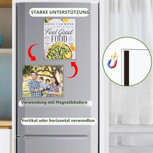 Wandschilderhalter, A4, Magnetschilderhalter, starre Druckschutzfolien mit Klebe- und Magnetbändern, Wandhalterung, Kunststoff-Papierhalter für Büro, Geschäft, Zuhause, Fenster, 20 Stück