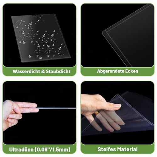 Wandschilderhalter, A4, Magnetschilderhalter, starre Druckschutzfolien mit Klebe- und Magnetbändern, Wandhalterung, Kunststoff-Papierhalter für Büro, Geschäft, Zuhause, Fenster, 20 Stück