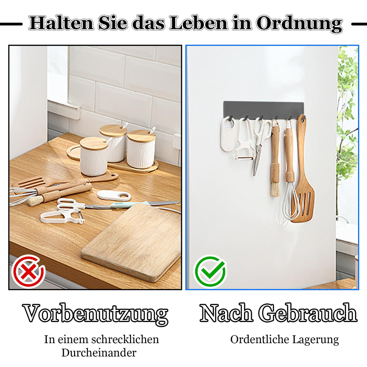 Scettar 2 Stück Schlüsselbrett mit 6 Haken,Schlüsselhalter Schwarz,Metall Selbstklebendes Schlüsselhaken Wandhaken,Schlüsselleiste ohne Bohren