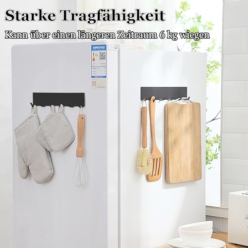 Scettar 2 Stück Schlüsselbrett mit 6 Haken,Schlüsselhalter Schwarz,Metall Selbstklebendes Schlüsselhaken Wandhaken,Schlüsselleiste ohne Bohren