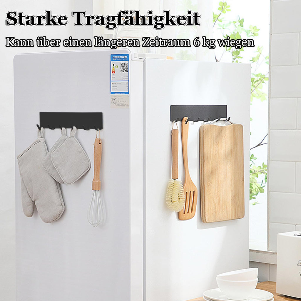 Scettar 2 Stück Schlüsselbrett mit 6 Haken,Schlüsselhalter Schwarz,Metall Selbstklebendes Schlüsselhaken Wandhaken,Schlüsselleiste ohne Bohren