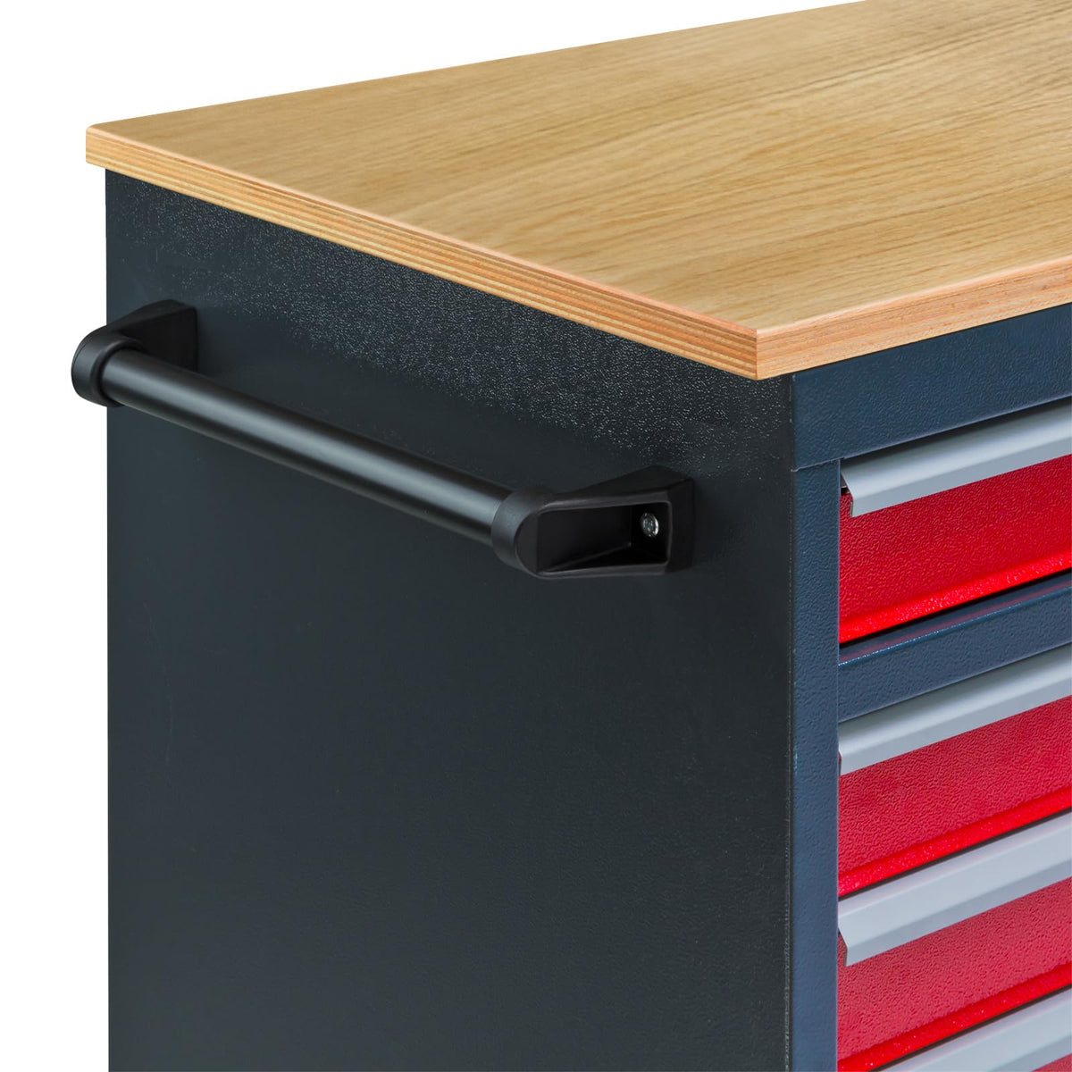 Mobile Werkbank Werktisch Transportwagen rot/anthrazit 5 Schubladen 1 Tür 120x60x93 cm
