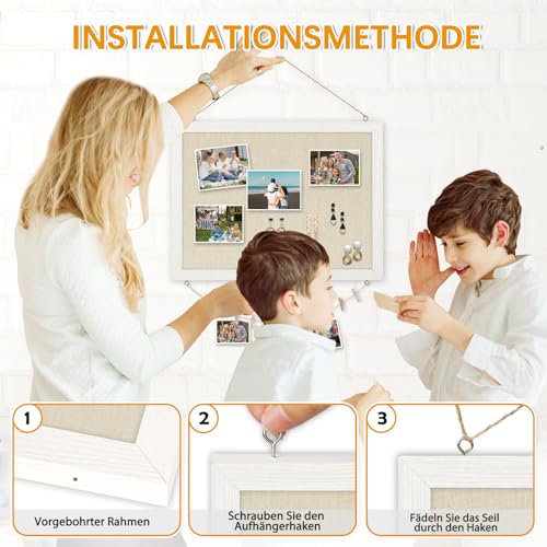 DOLLAR BOSS Pinnwand Kork mit Leinen 30×40CM Korkwand Pinnwand Klein