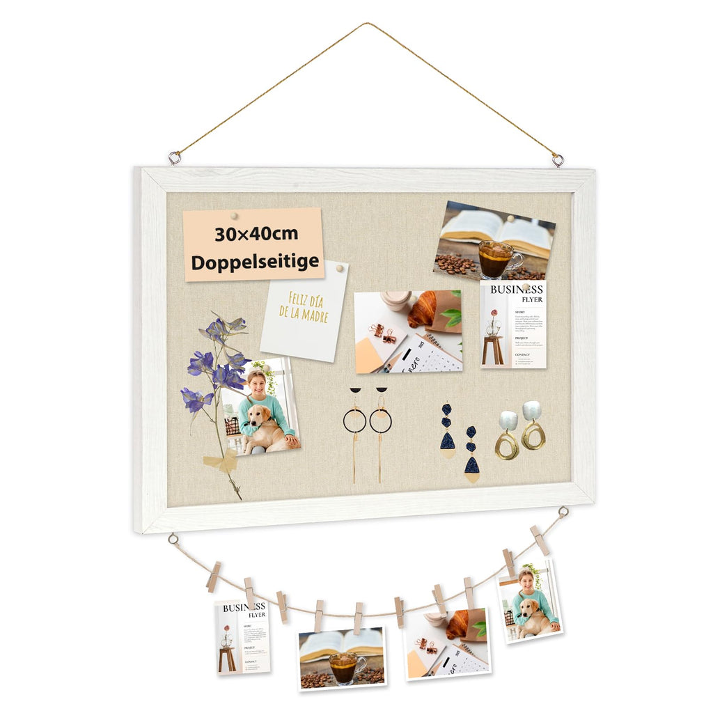 DOLLAR BOSS Pinnwand Kork mit Leinen 30×40CM Korkwand Pinnwand Klein