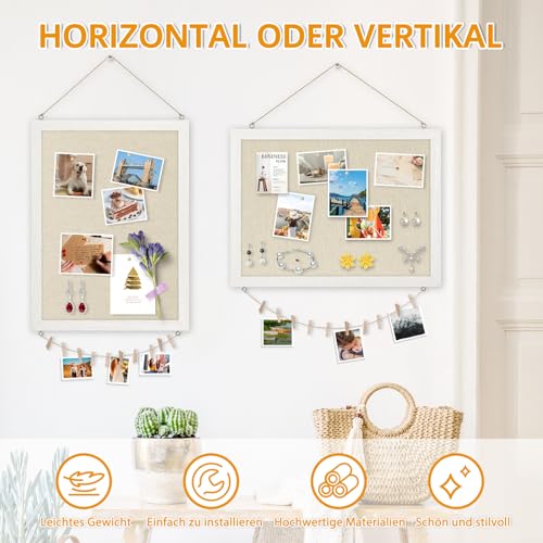 DOLLAR BOSS Pinnwand Kork mit Leinen 30×40CM Korkwand Pinnwand Klein