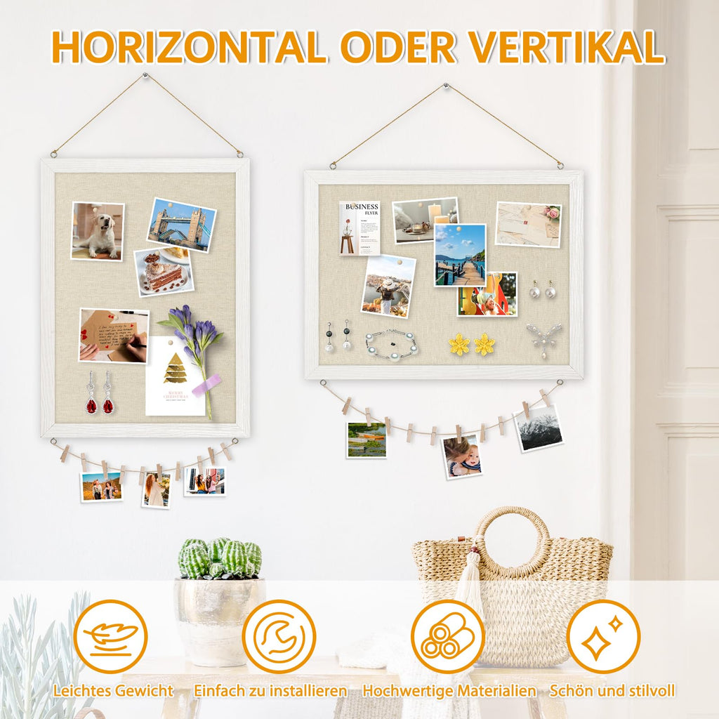 DOLLAR BOSS Pinnwand Kork mit Leinen 30×40CM Korkwand Pinnwand Klein