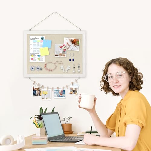 DOLLAR BOSS Pinnwand Kork mit Leinen 30×40CM Korkwand Pinnwand Klein