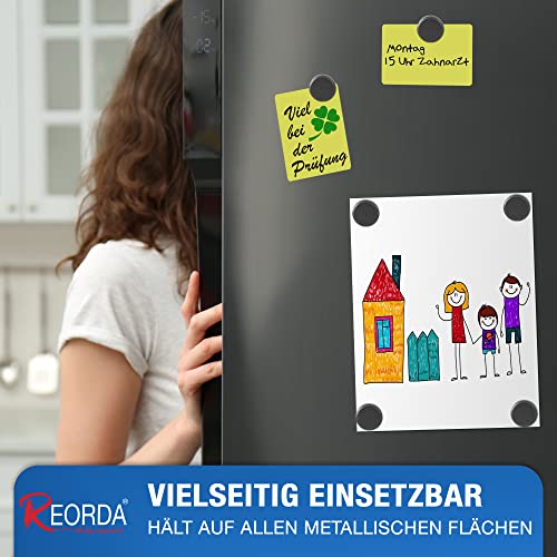 REORDA Magnete für Magnettafel - 62x Stück für Whiteboard, Pinnwand, als Kühlschrank Magnete & Tafelmagnete stark haftend, rund - Schwarz