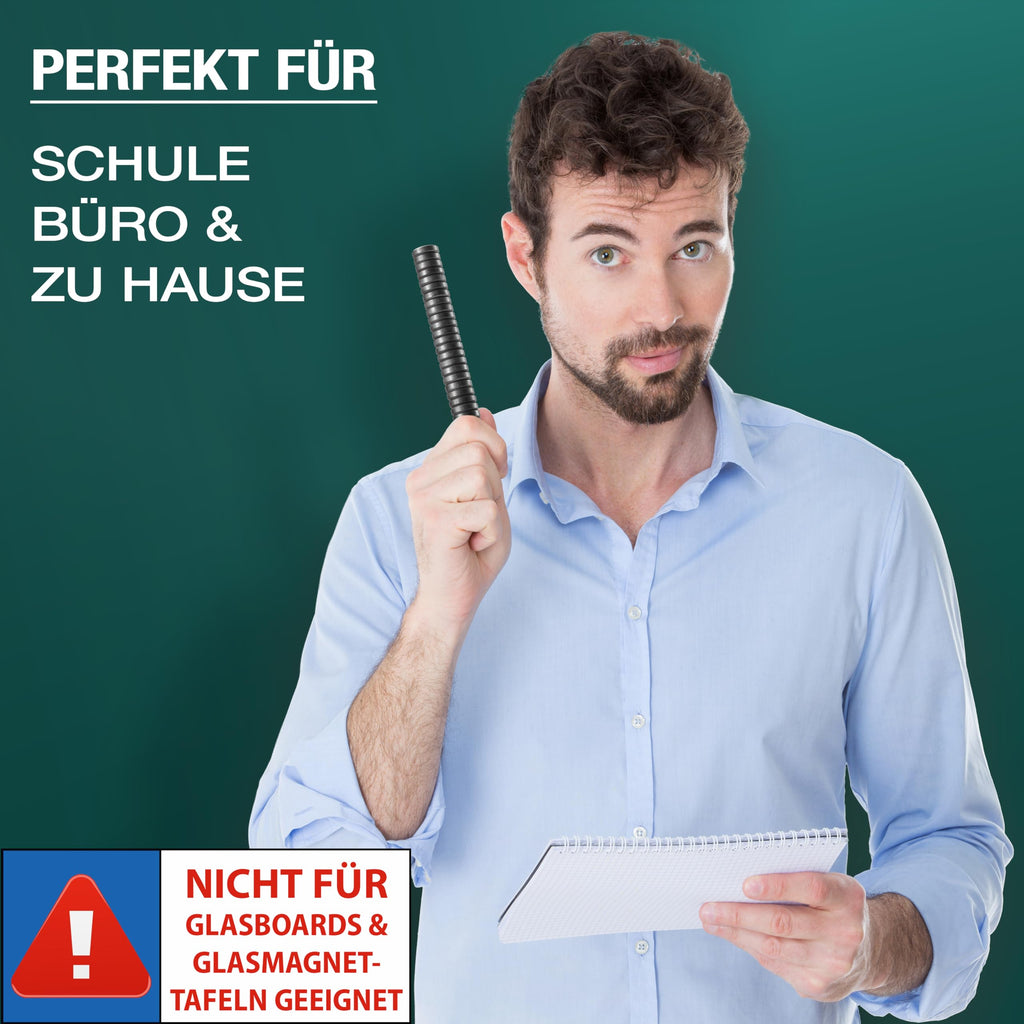 REORDA Magnete für Magnettafel - 62x Stück für Whiteboard, Pinnwand, als Kühlschrank Magnete & Tafelmagnete stark haftend, rund - Schwarz