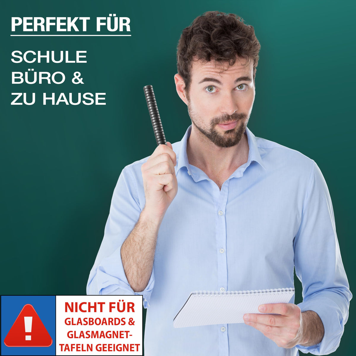 REORDA Magnete für Magnettafel - 62x Stück für Whiteboard, Pinnwand, als Kühlschrank Magnete & Tafelmagnete stark haftend, rund - Schwarz