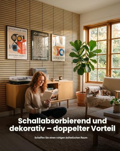Soundsbay Akustikpaneele Selbstklebend 0.54 ㎡-6 Stück 30×30×0.9cm Oak